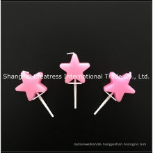 Factory Direct Sales No Drip Pink Star Shaped Birthday Candles on a Stick